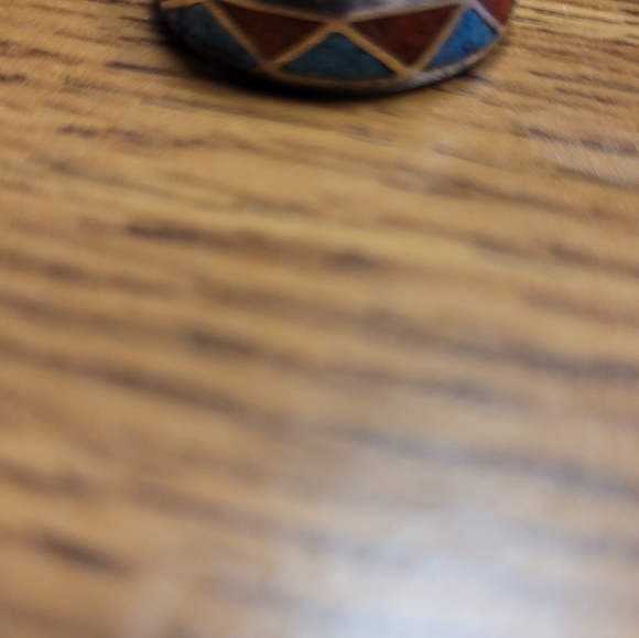 sterling and red/blue turquoise inlay ring - Picture 4 of 6